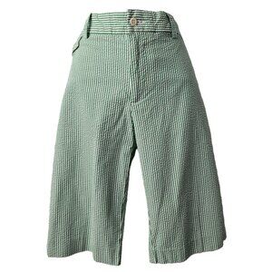 Ralph Lauren Seersucker Bermuda Shorts 10 Long POCKETS Green Stripe Golf Beach